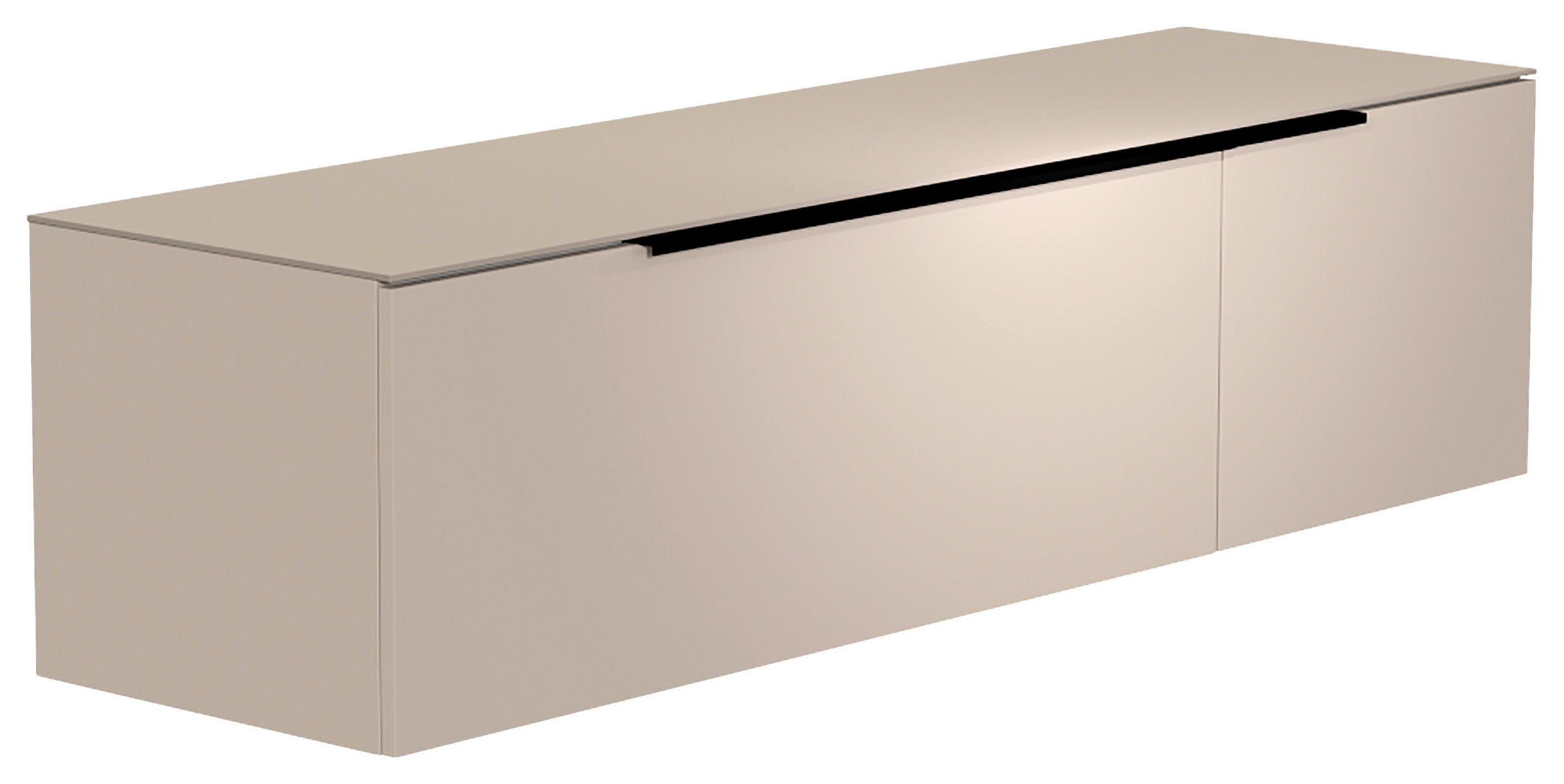LOWBOARD  160/41/45 cm  Beimöbel erhältlich, hängend, Abdeckplatte aus Glas  - Sandfarben/Schwarz, Design, Glas/Holzwerkstoff (160/41/45cm) - Moderano