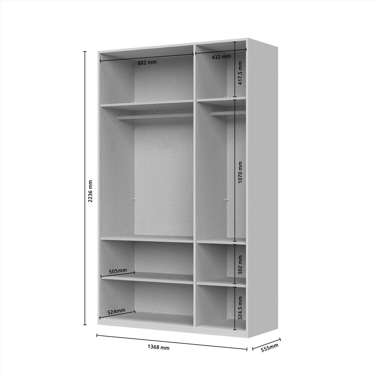 ORMAR SA KLASIČNIM VRATIMA  137/224/56 cm  - Dizajnerski, staklo/metal (137/224/56cm)
