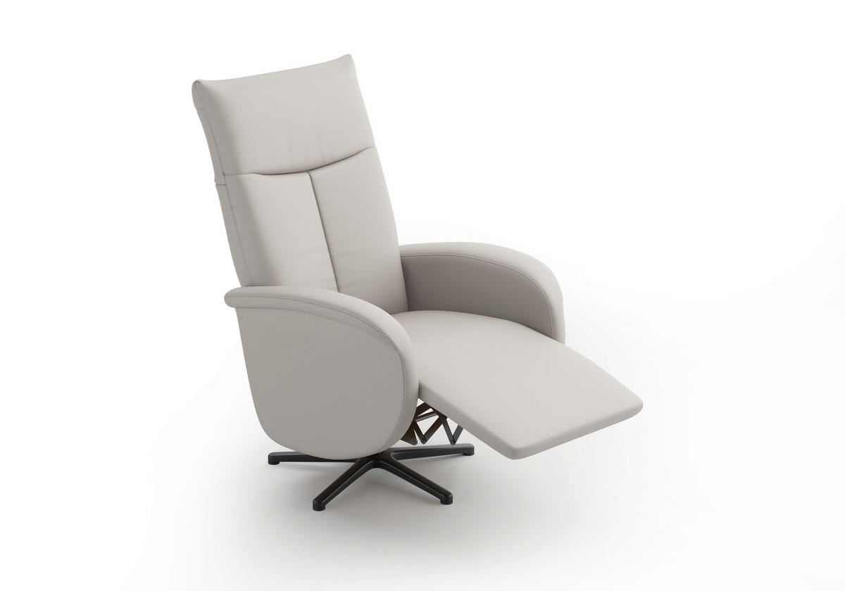 DREHSTUHL  in Hellgrau  - Hellgrau/Schwarz, MODERN, Leder/Metall (75/112/82cm) - Sit & More