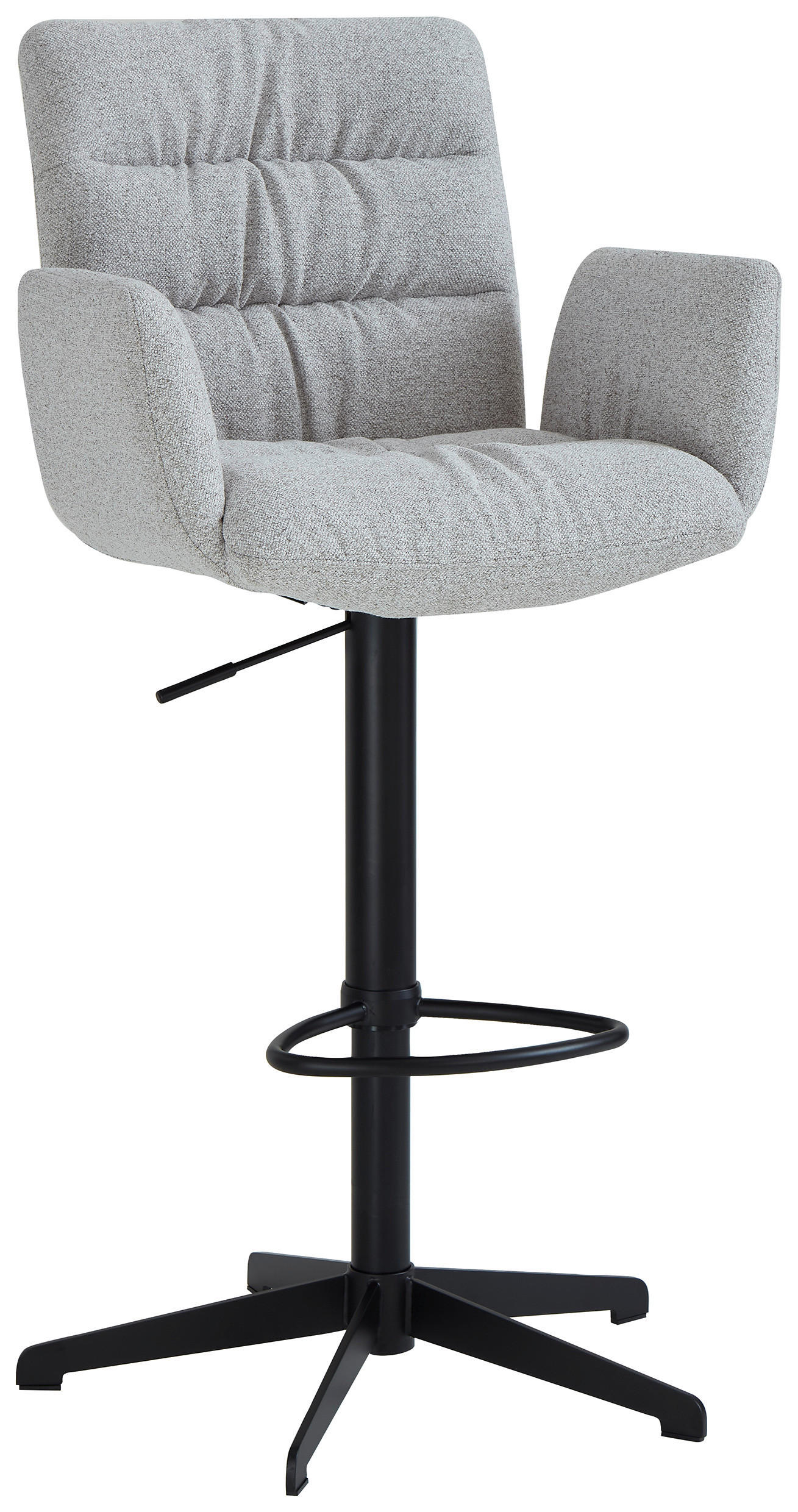 BARHOCKER Leinenoptik Schwarz, Hellgrau Stahl Sitzfläche 360° drehbar  - Hellgrau/Schwarz, Design, Textil/Metall (58/125/57cm) - Dieter Knoll