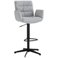 BARHOCKER Leinenoptik Schwarz, Hellgrau Stahl Sitzfläche 360° drehbar  - Hellgrau/Schwarz, Design, Textil/Metall (58/125/57cm) - Dieter Knoll