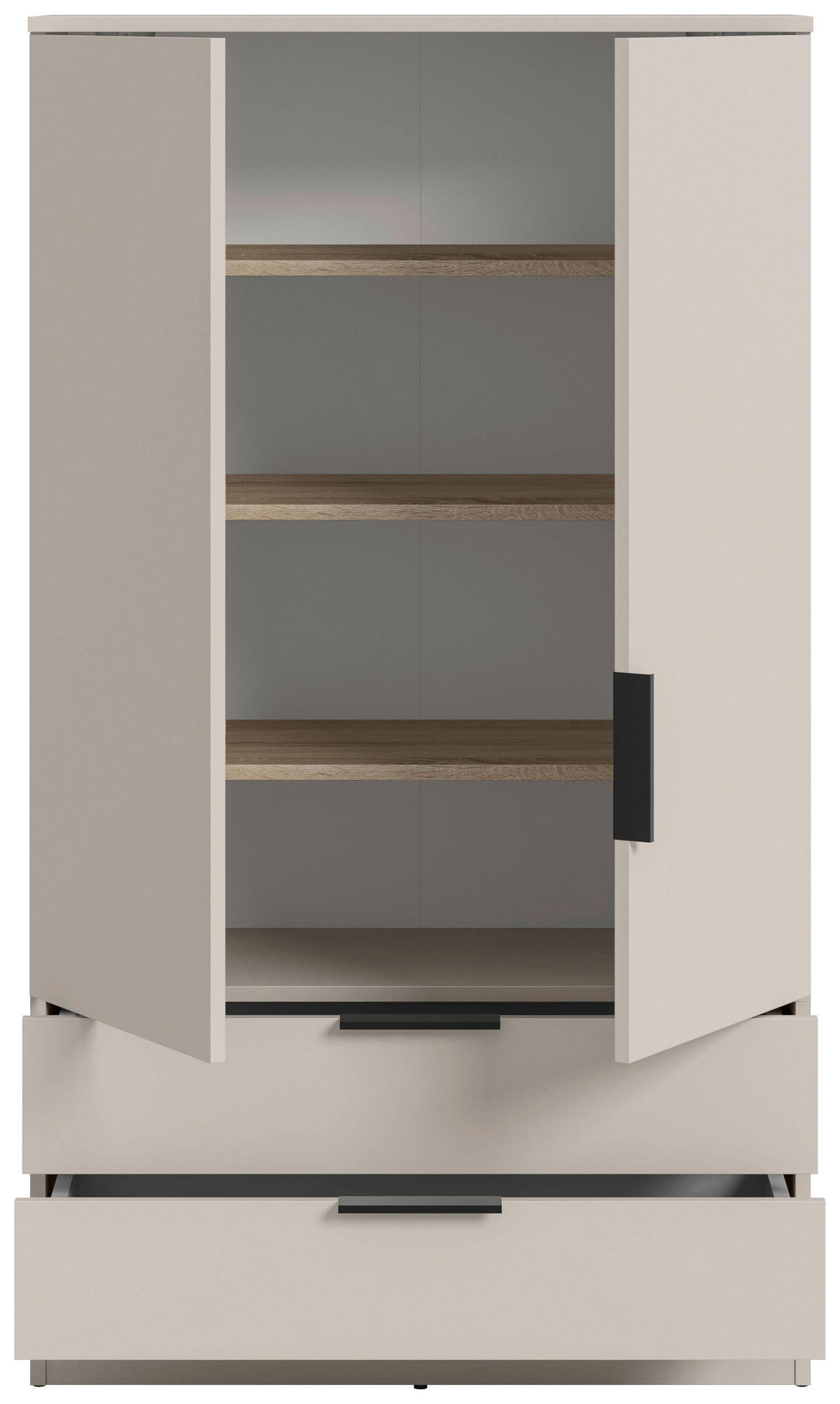 DREHTÜRENSCHRANK 80/140/37 cm,  in Kaschmir, 2-türig  - Kaschmir/Schwarz, MODERN, Holzwerkstoff/Kunststoff (80/140/37cm) - MID.YOU