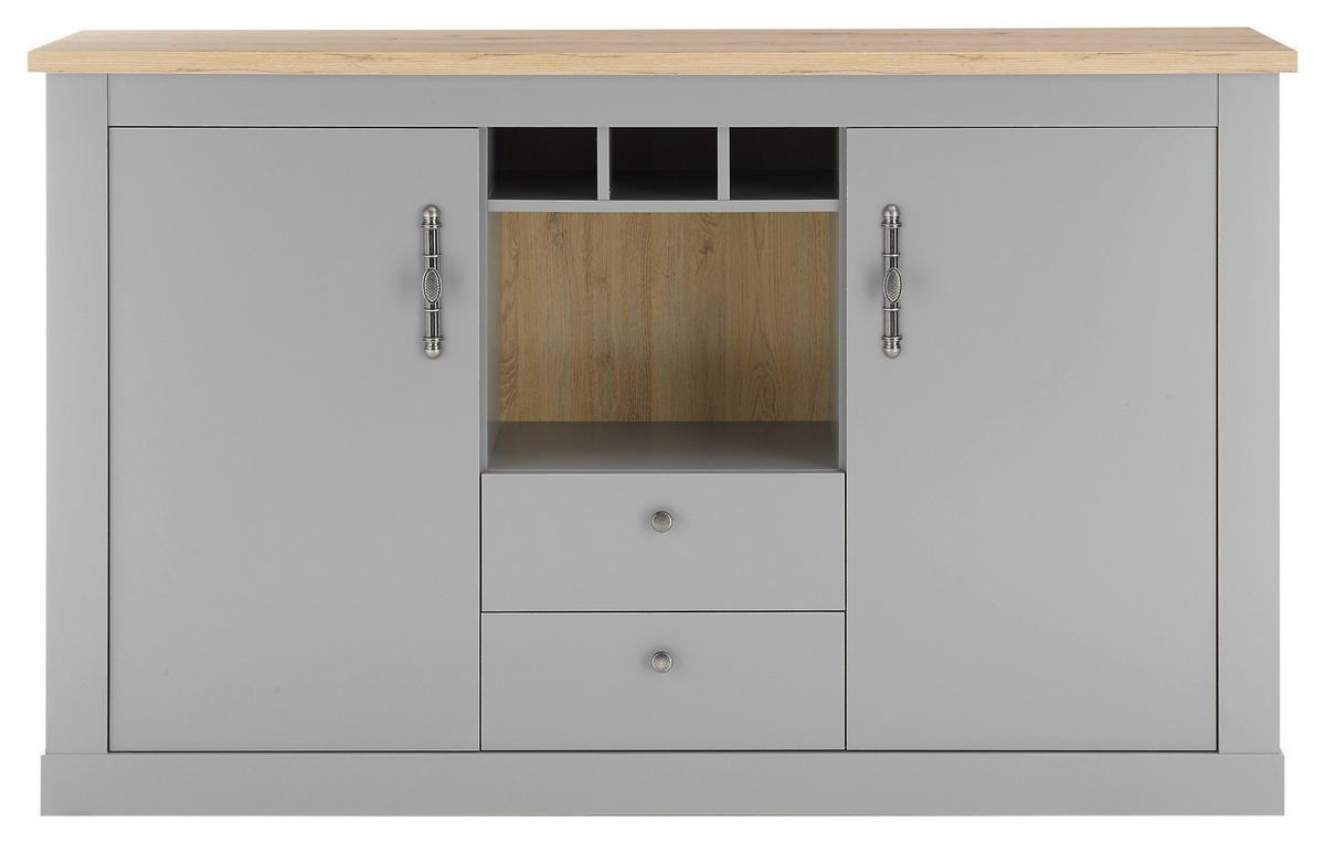 SIDEBOARD  in 166/100/44 cm  - Eichefarben/Silberfarben, Design, Holzwerkstoff/Metall (166/100/44cm) - MID.YOU