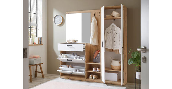 GARDEROBE in 180/195/38 cm - Weiß/Eiche Artisan, Basics, Holzwerkstoff (180/195/38cm) - Xora