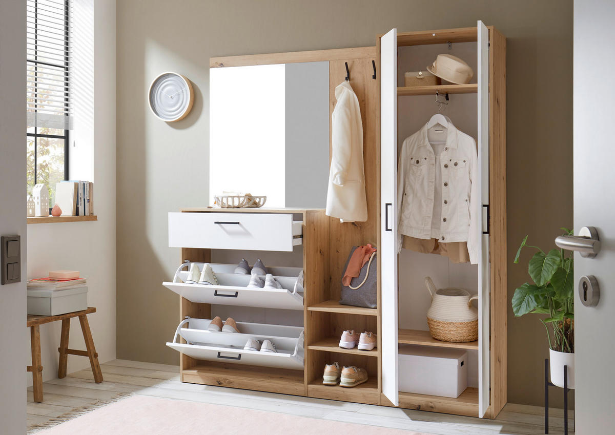 GARDEROBE  in 180/195/38 cm  - Weiß/Eiche Artisan, Basics, Holzwerkstoff (180/195/38cm) - Xora