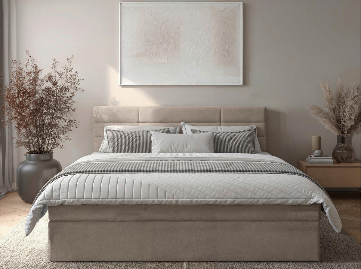 BOXBETT 160/200 cm  Beige  - Beige/Schwarz, Konventionell, Holz/Kunststoff (160/200cm) - Carryhome