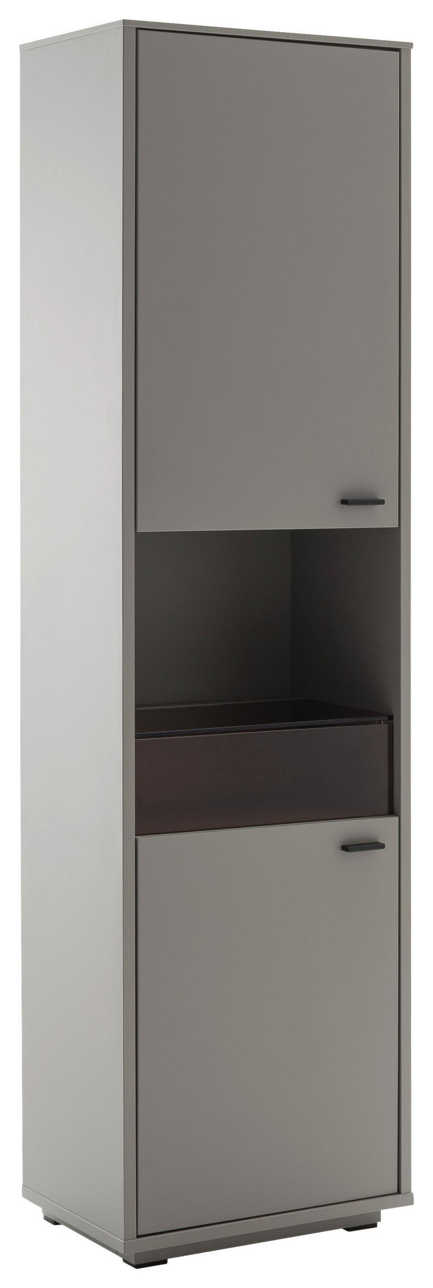 Stylife Vitrine Grau, Eiche 55x200x37 cm
