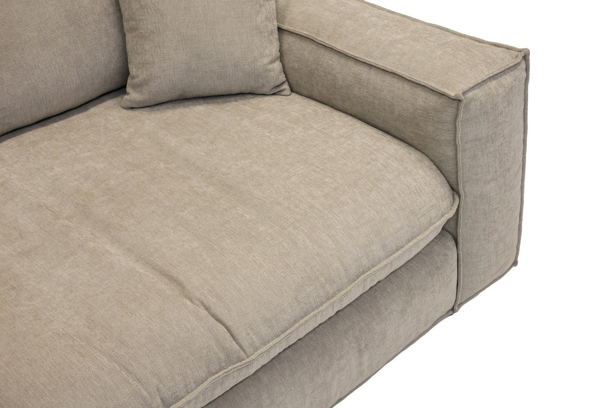 BIGSOFA Chenille Greige  - Greige/Schwarz, MODERN, Kunststoff/Textil (255/76/117cm) - Milino