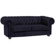 CHESTERFIELD-SOFA Webstoff Schwarz  - Wengefarben/Schwarz, LIFESTYLE, Holz/Textil (206/76,5/96cm) - Landscape