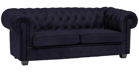 CHESTERFIELD-SOFA Webstoff Schwarz  - Wengefarben/Schwarz, LIFESTYLE, Holz/Textil (206/76,5/96cm) - Landscape