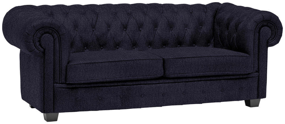 CHESTERFIELD-SOFA in Webstoff Schwarz  - Wengefarben/Schwarz, Lifestyle, Holz/Textil (206/76,5/96cm) - Landscape