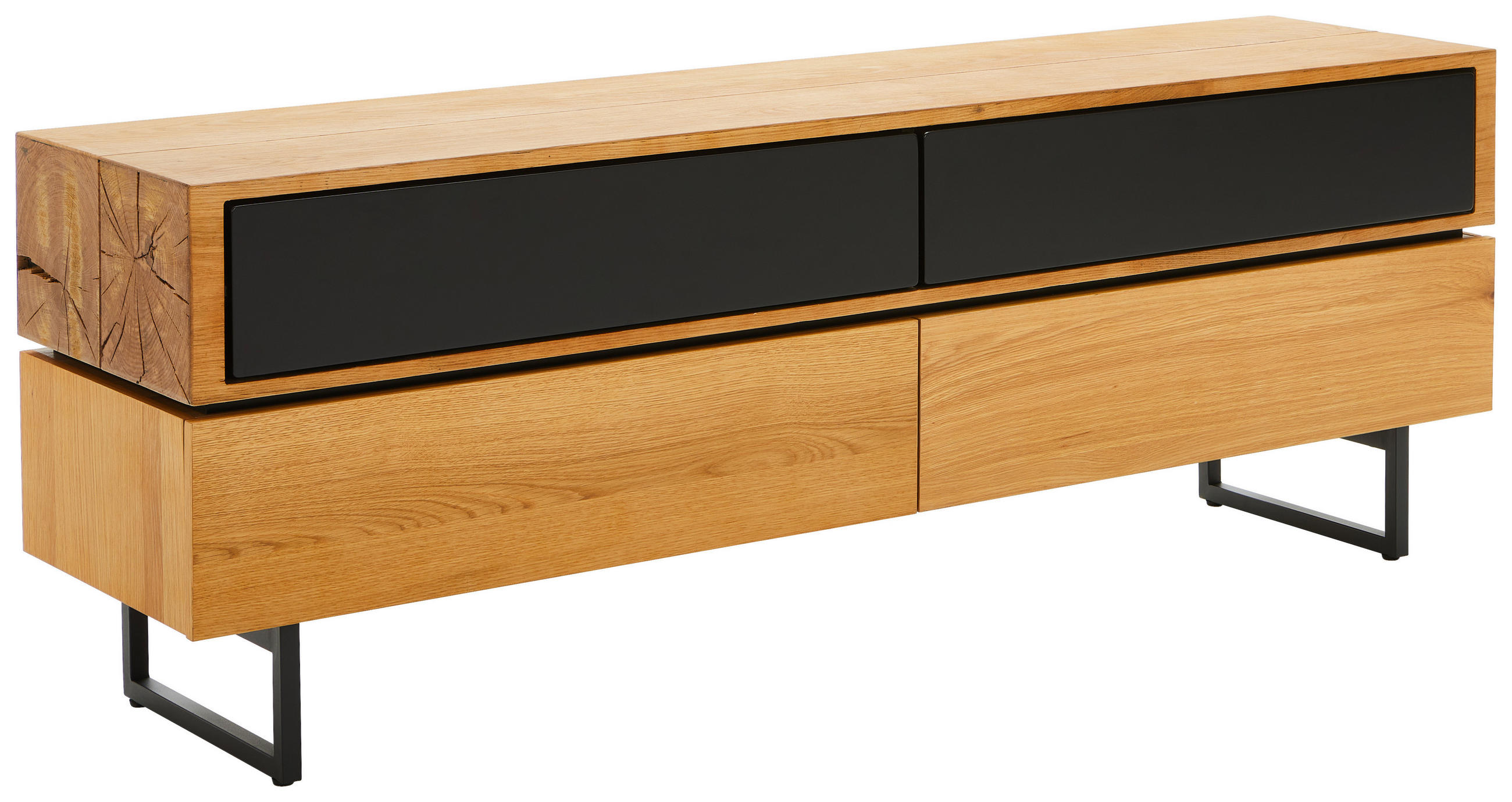 TV-BÄNK  i 160/58/40 cm  - svart/ekfärgad, Design, metall/trämaterial (160/58/40cm) - MID.YOU