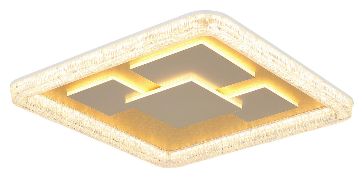 LED-DECKENLEUCHTE 48,8/48,8/7 cm   - Klar/Goldfarben, Design, Kunststoff/Metall (48,8/48,8/7cm) - Globo