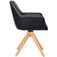 ARMLEHNSTUHL in Holz, Leder Schwarz, Eichefarben  - Eichefarben/Schwarz, KONVENTIONELL, Leder/Holz (59,5/87,5/63cm) - Novel