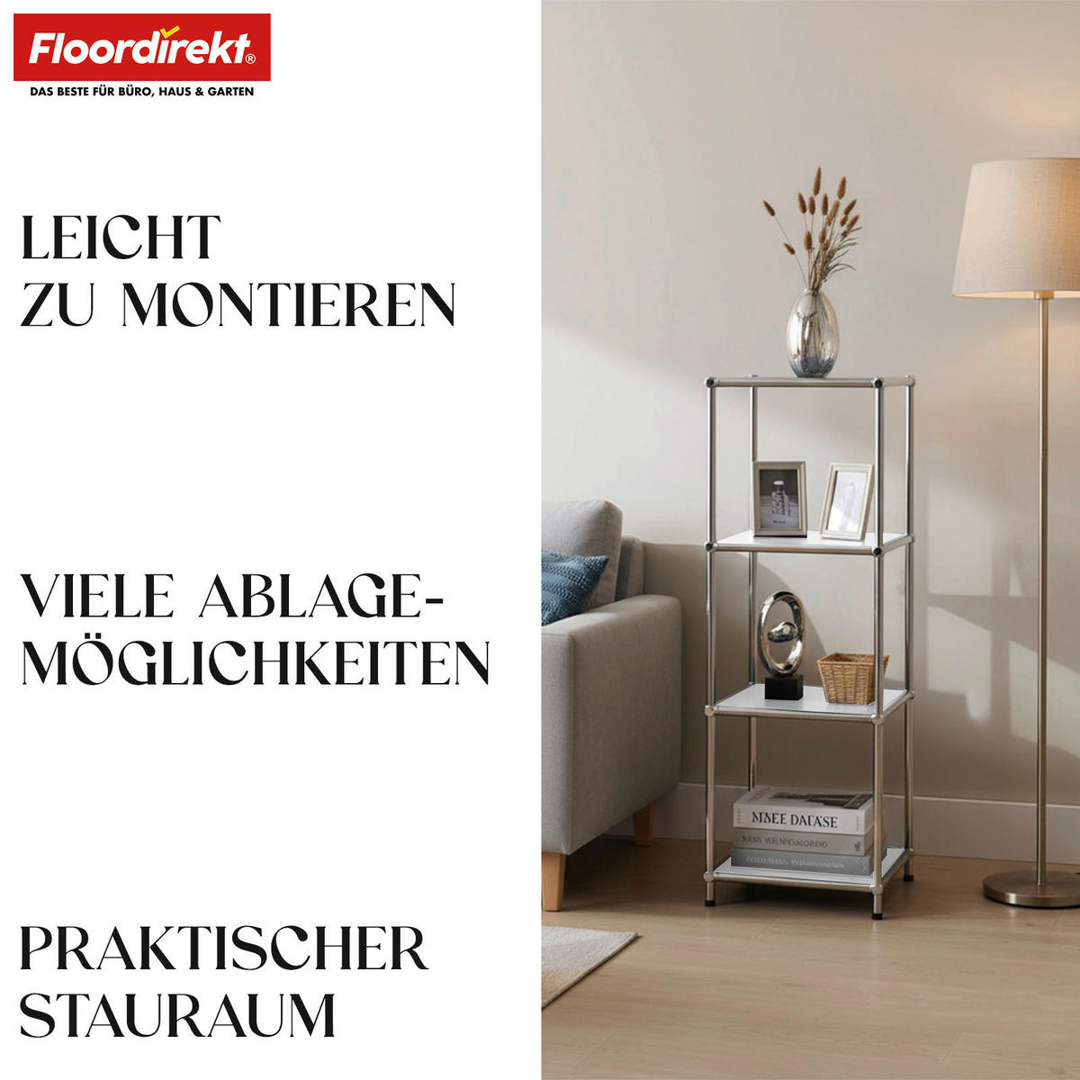 REGAL Weiß  - Weiß, Basics, Metall (30/89/30cm) - Floordirekt