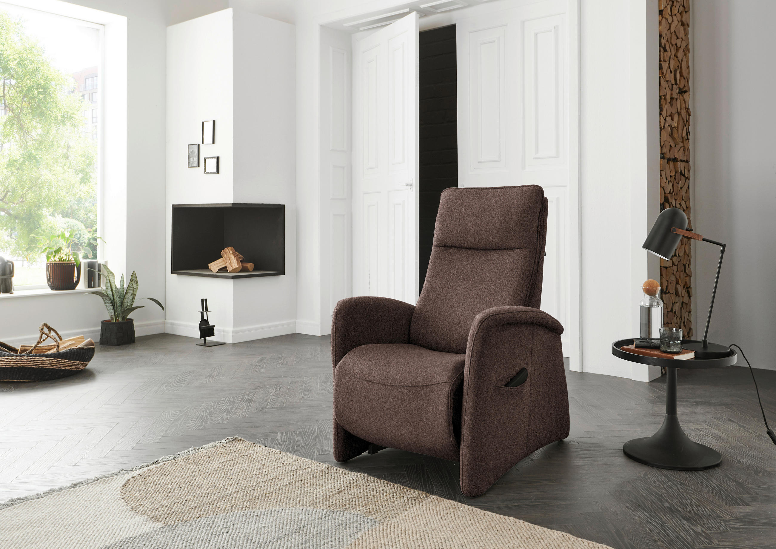 FERNSEHSESSEL in Chenille Dunkelbraun  - Dunkelbraun, Konventionell, Kunststoff/Textil (79-83/108/87cm) - Valdera
