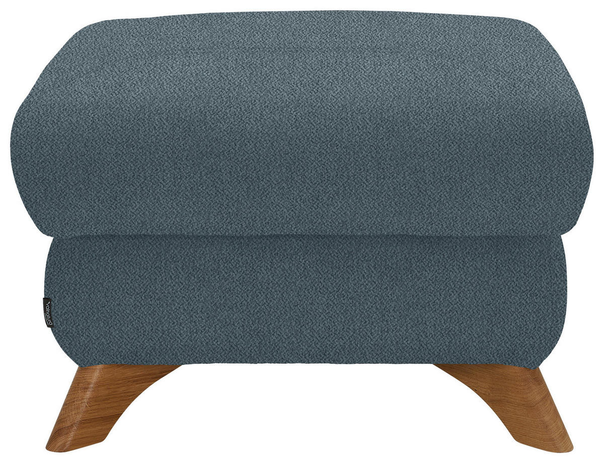 HOCKER Flachgewebe Blau  - Blau/Eichefarben, MODERN, Holz/Textil (65/47/65cm) - Valnatura