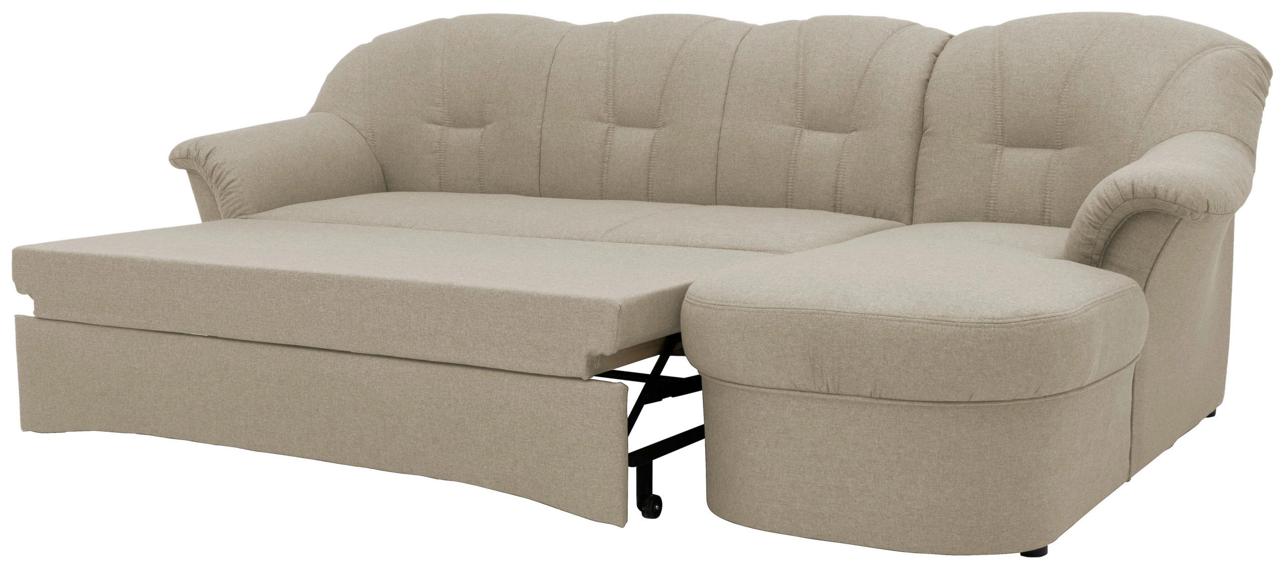 ECKSCHLAFSOFA Schlammfarben Webstoff  - Schlammfarben/Schwarz, KONVENTIONELL, Kunststoff/Textil (233/142cm) - MID.YOU