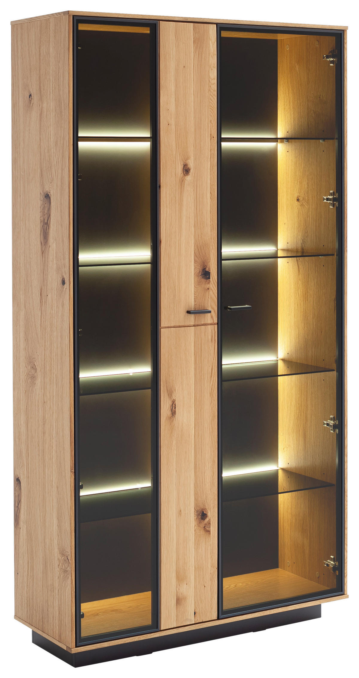 VITRÍNA, trámový dub, antracitová, farba duba, 100/190/37 cm - farba duba/antracitová, Natur, kov/drevo (100/190/37cm) - Linea Natura