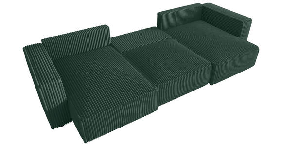 WOHNLANDSCHAFT Dunkelgrün Cord  - Dunkelgrün/Schwarz, MODERN, Kunststoff/Textil (153/350/153cm) - Xora