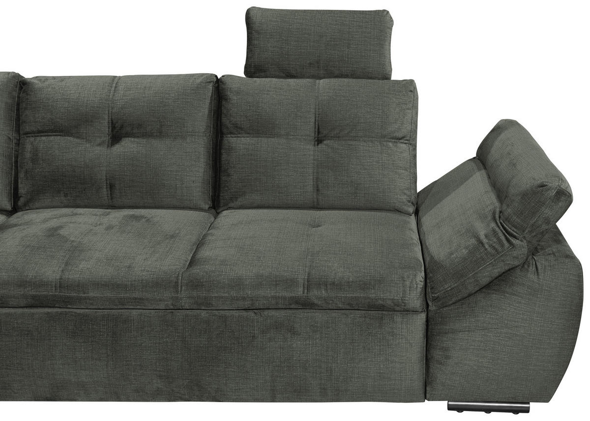 ECKSOFA in Mikrovelours Dunkelgrün  - Dunkelgrün/Schwarz, KONVENTIONELL, Kunststoff/Textil (217/265cm) - Carryhome