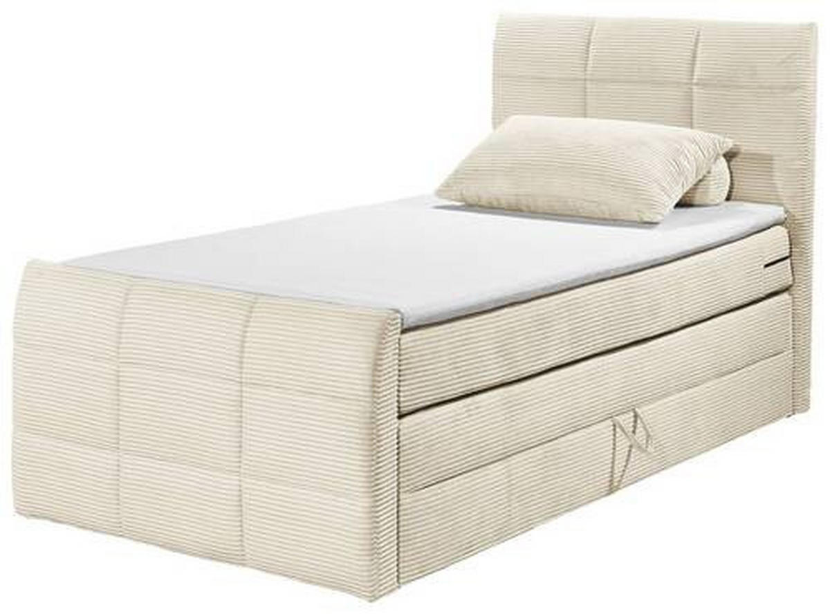 BOXSPRINGBETT 100/200 cm  in Creme  - Creme/Schwarz, MODERN, Holzwerkstoff/Kunststoff (100/200cm) - MID.YOU
