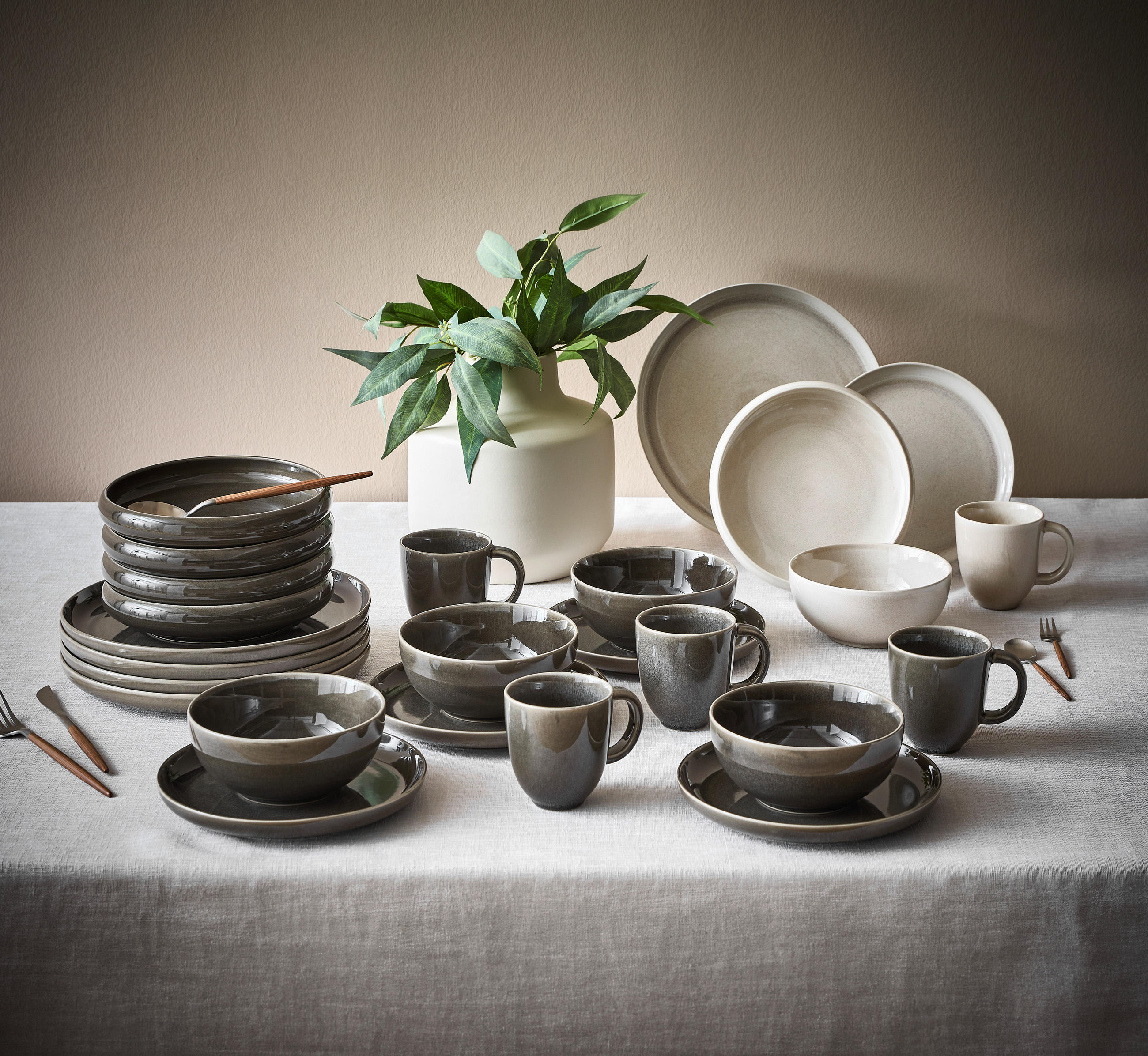 KOMBISERVICE Grau 20-teilig Canju  - Grau, LIFESTYLE, Keramik - Blomus