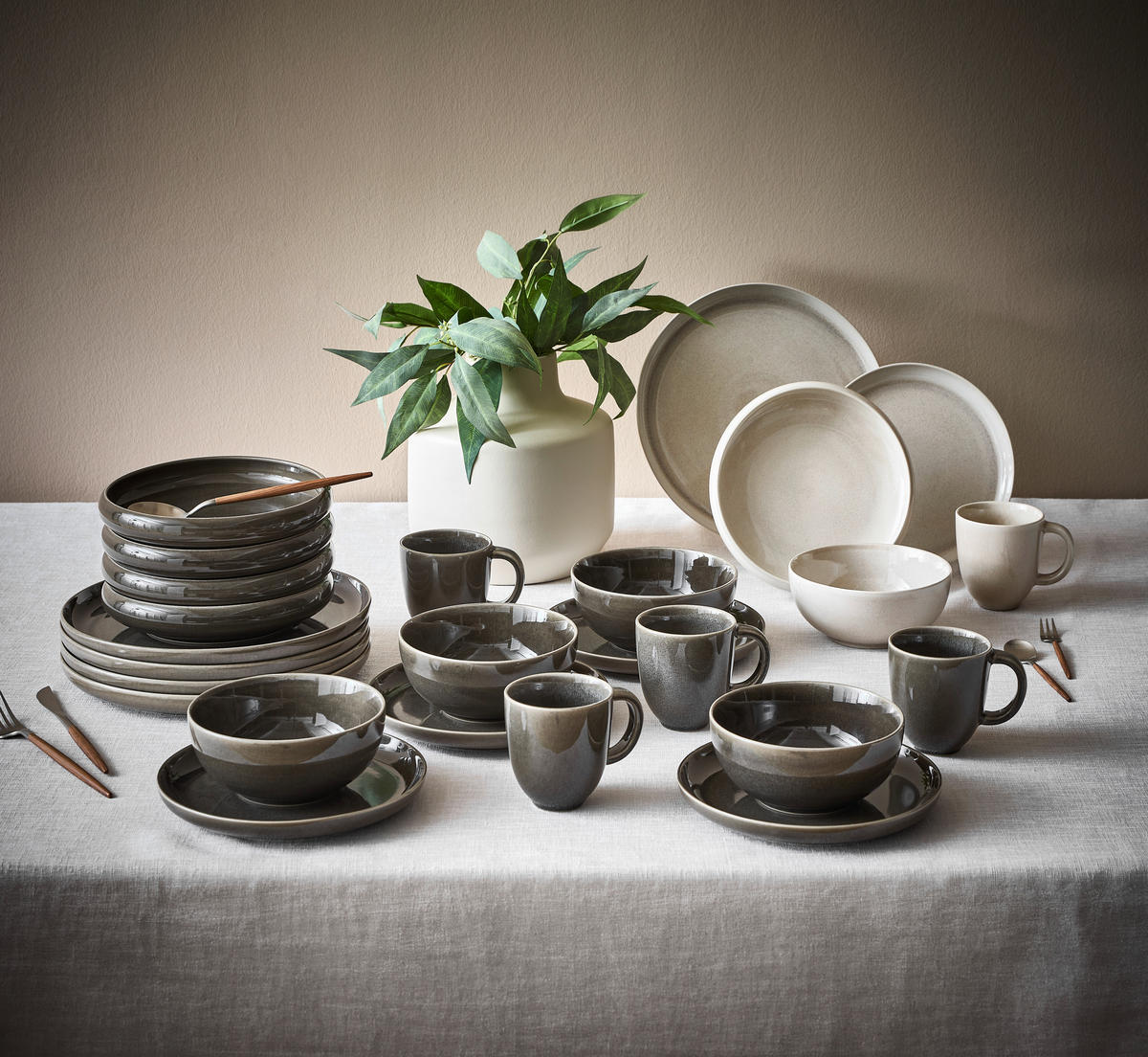 KOMBISERVICE Beige 20-teilig Canju  - Beige, LIFESTYLE, Keramik - Blomus