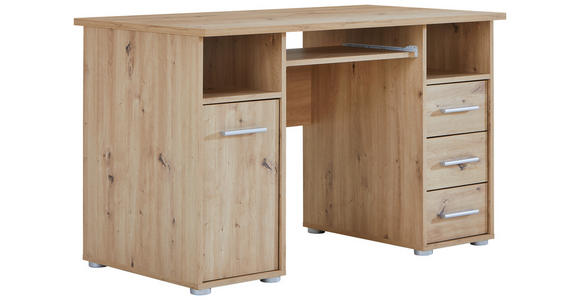 SCHREIBTISCH 120/67/75 cm  in Eiche Artisan  - Silberfarben/Eiche Artisan, Basics, Holz/Kunststoff (120/67/75cm) - Carryhome