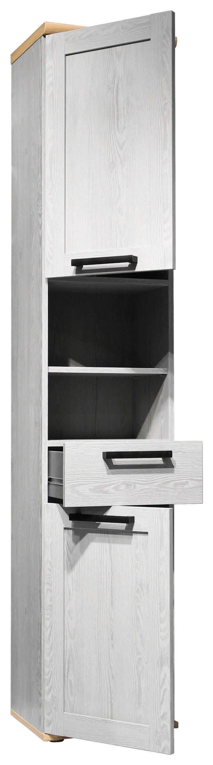HOCHSCHRANK 38/190/31 cm  - Schwarz/Eiche Artisan, KONVENTIONELL, Holzwerkstoff/Kunststoff (38/190/31cm) - home24