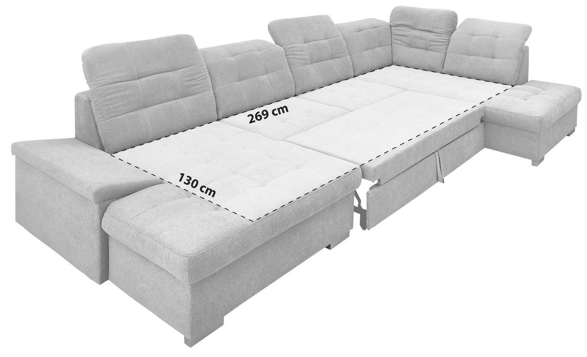 WOHNLANDSCHAFT Silberfarben Mikrofaser  - Chromfarben/Silberfarben, Design, Kunststoff/Textil (169/330/212cm) - Livetastic