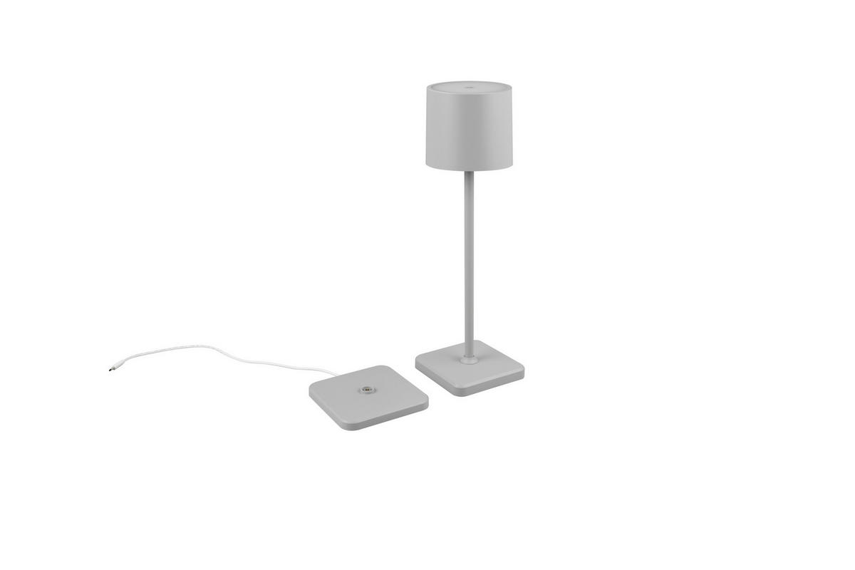 AKKU-TISCHLEUCHTE - Grau, Konventionell, Kunststoff (12,5/38/12,5cm)