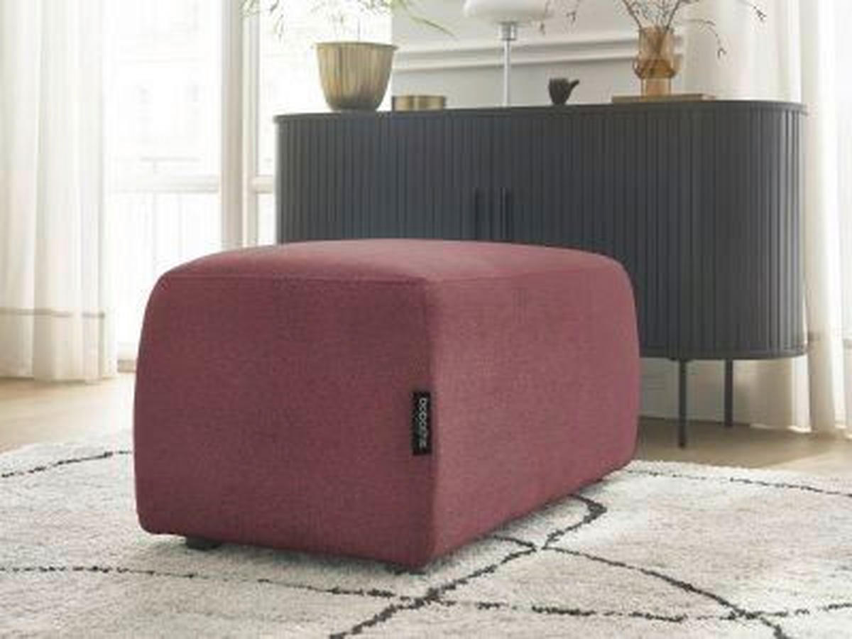 HOCKER ATILLA Flachgewebe Rot  - Rot/Schwarz, MODERN, Kunststoff/Textil (92/44/48cm)