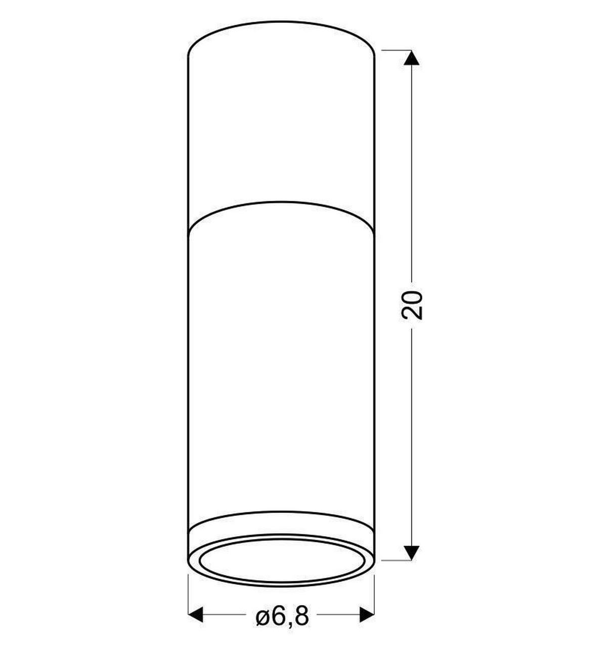 DECKENLEUCHTE Tuba 6.8/6.8/20 cm   - Grau, Natur, Metall (6.8/6.8/20cm)