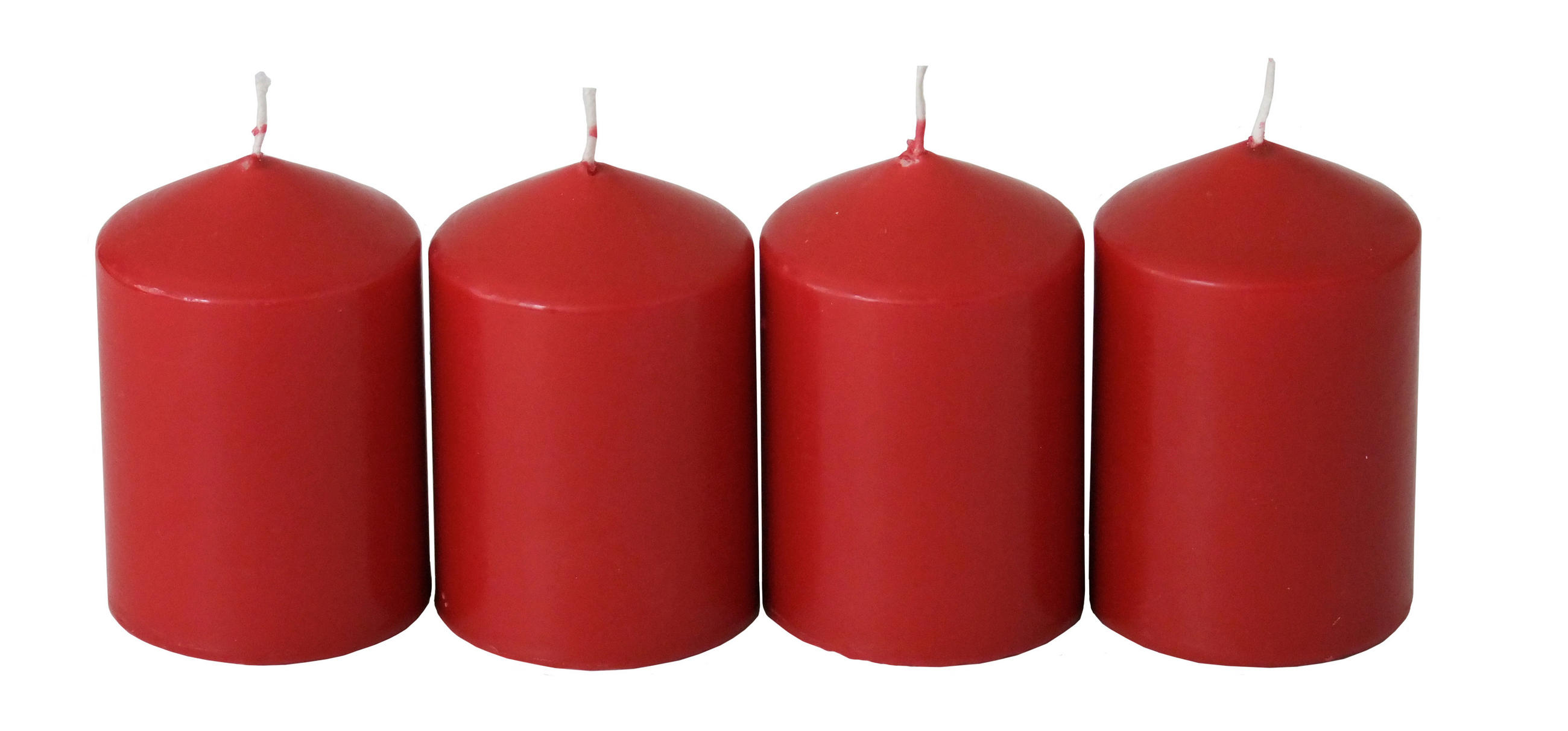 Stumpenkerzen 4er-Set  - Rot, KONVENTIONELL (6,7/10cm) - Steinhart