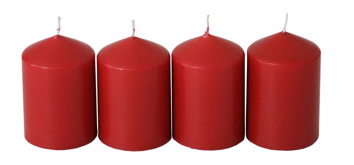 Stumpenkerzen 4er-Set  - Rot, KONVENTIONELL (6,7/10cm) - Steinhart