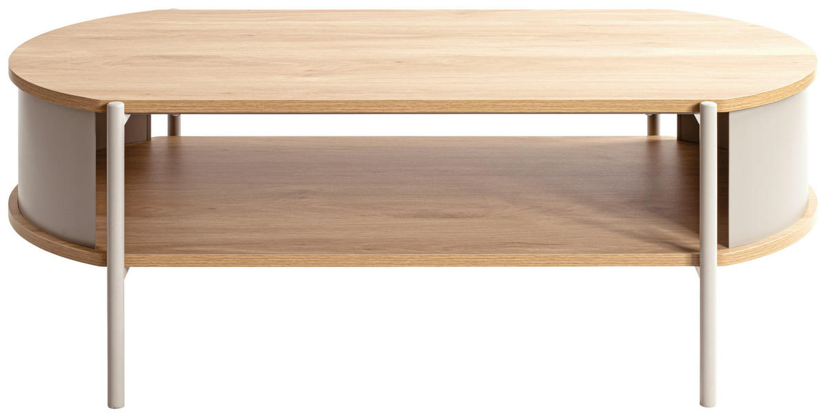 COUCHTISCH 100/54/37 cm oval Eichefarben, Hellgrau  - Eichefarben/Hellgrau, Trend, Holzwerkstoff/Metall (100/54/37cm)