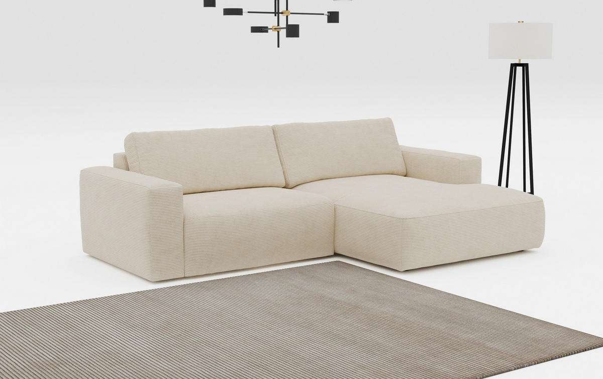 ECKSOFA in Mikrofaser Beige  283/175 cm  - Beige/Schwarz, MODERN, Kunststoff/Textil (283/175cm) - MID.YOU