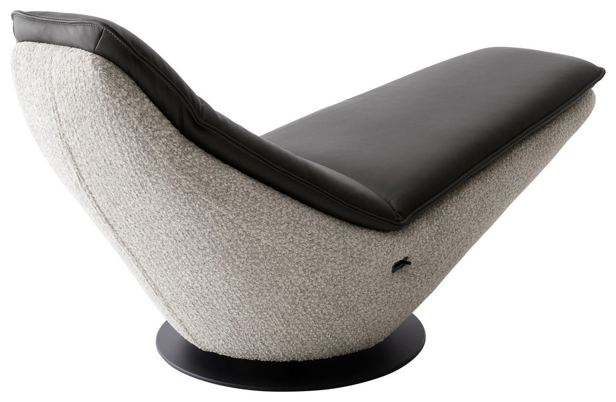 RELAXLIEGE Echtleder Chenille Dunkelgrau, Grauweiß  - Dunkelgrau/Grauweiß, Design, Leder/Textil (78cm) - Koinor