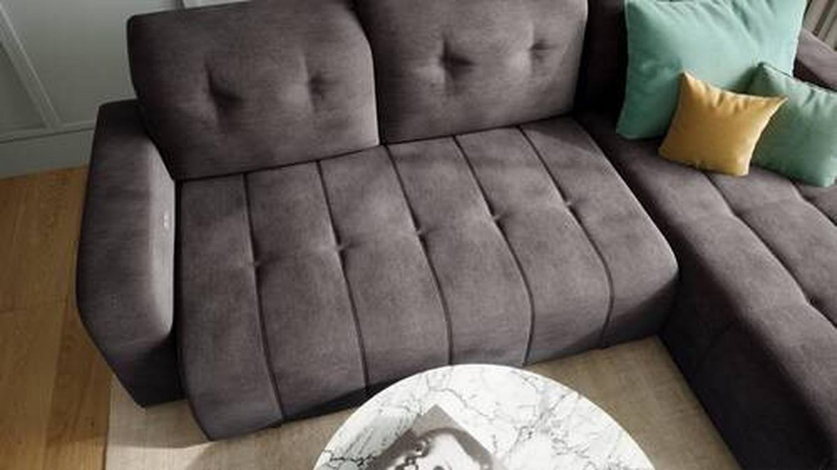 ECKSOFA in Mikrofaser Anthrazit  - Anthrazit/Schwarz, Modern, Textil/Metall (185/292cm) - Livetastic