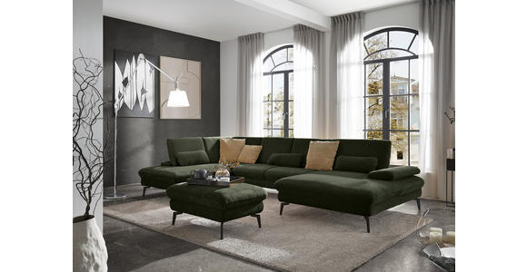 WOHNLANDSCHAFT in Webstoff Olivgrün  - Schwarz/Olivgrün, Design, Textil/Metall (208/354/157cm) - Dieter Knoll