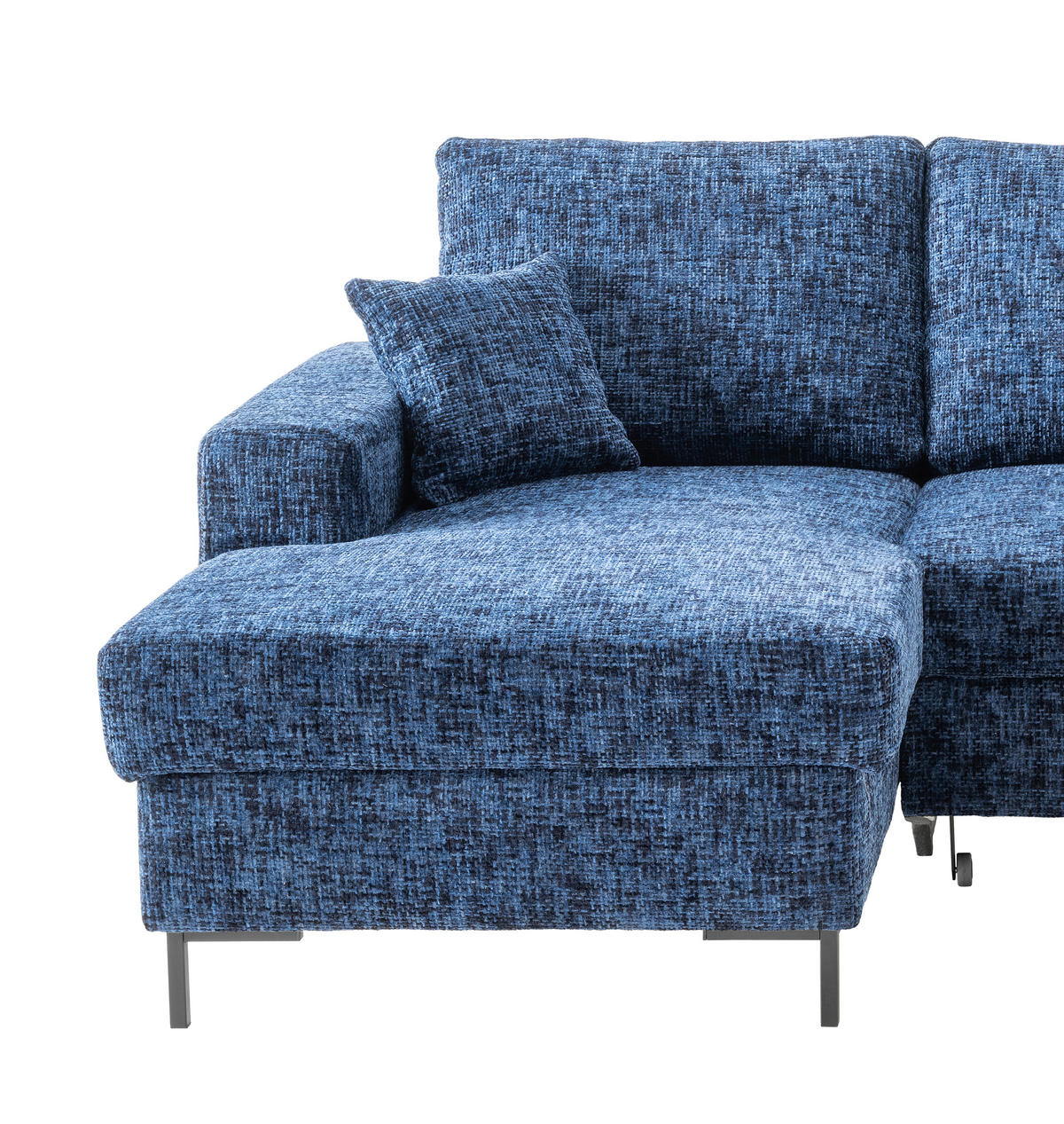 ECKSCHLAFSOFA  mit Rücken echt Struktur Blau  - Blau/Schwarz, KONVENTIONELL, Textil/Metall (143/237cm) - Livetastic