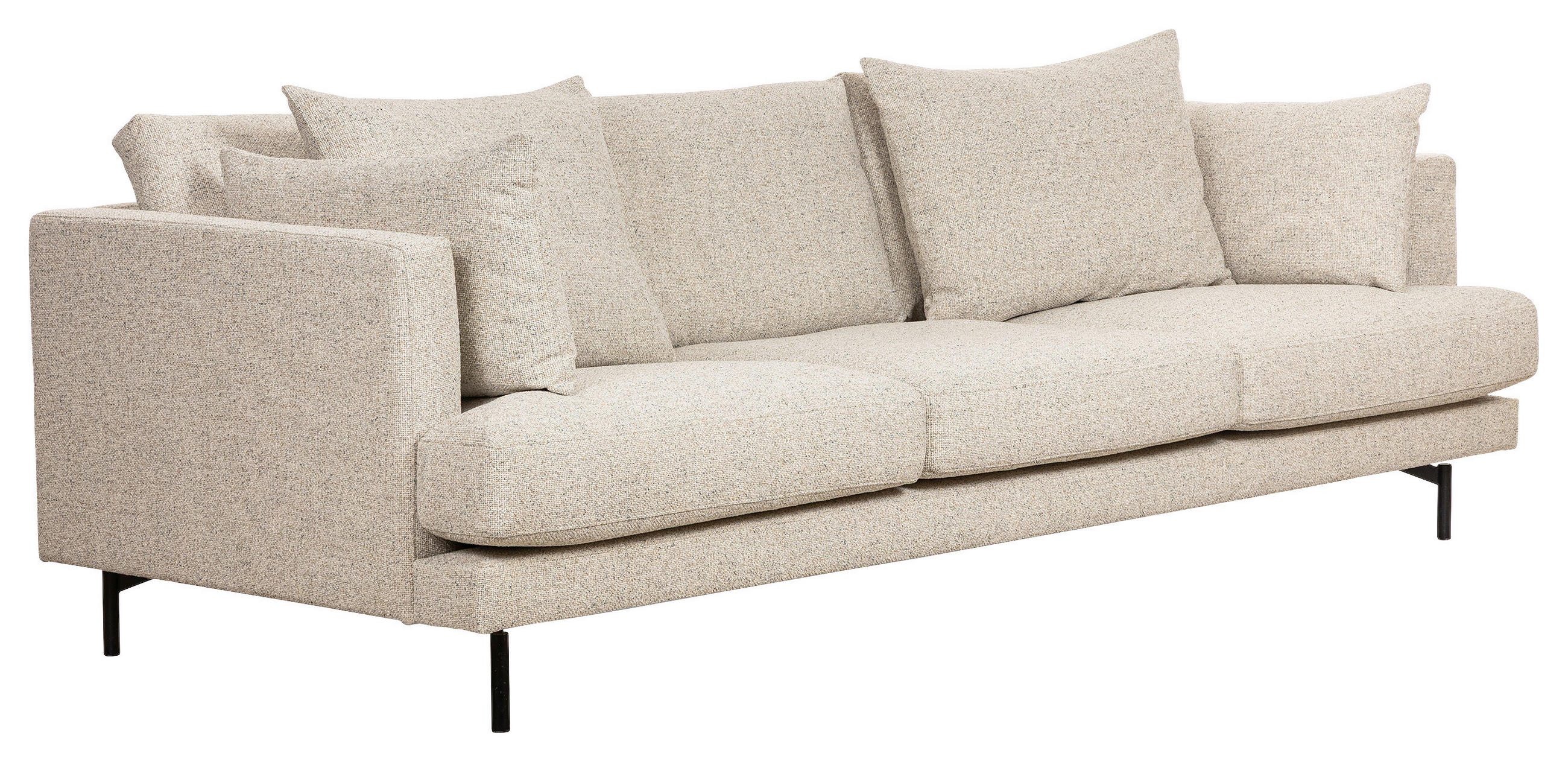 3,5-SITS SOFFA i beige  - beige/svart, Basics, metall/trä (248/84/100cm) - Novel