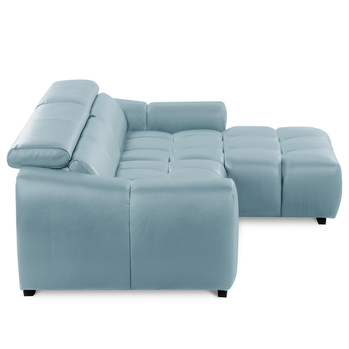 ECKSOFA  Echtleder Hellblau  - Schwarz/Hellblau, Design, Leder/Kunststoff (274/177cm) - Livetastic