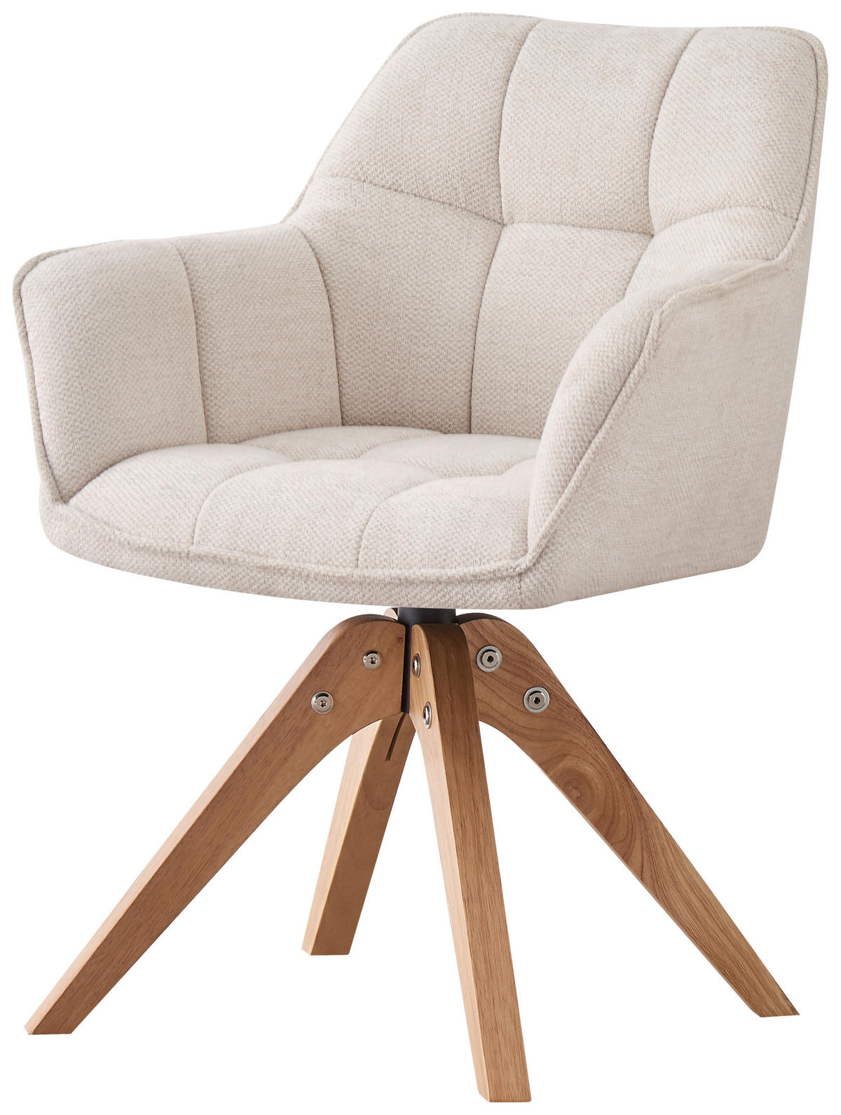ARMLEHNSTUHL  in Textilgeflecht  - Hellbraun/Creme, MODERN, Holz/Textil (63/84/61cm) - Kayoom
