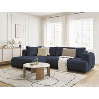 ECKSCHLAFSOFA FUJI Bouclé Dunkelblau  inkl.  - Schwarz/Dunkelblau, MODERN, Kunststoff/Textil (204/282cm)