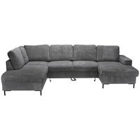WOHNLANDSCHAFT Dunkelgrau Cord  - Dunkelgrau/Schwarz, KONVENTIONELL, Textil/Metall (197/303/148cm) - Carryhome