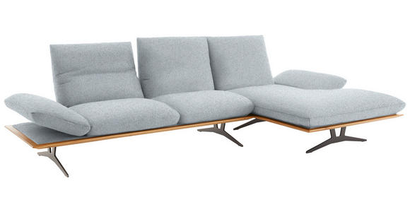 ECKSOFA in Flachgewebe Hellgrau 314/159 cm - Hellgrau/Schwarz, Design, Holz/Textil (314/159cm) - Dieter Knoll
