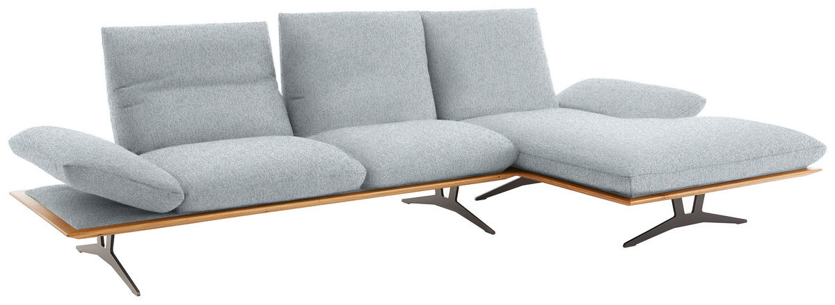 ECKSOFA in Flachgewebe Hellgrau  314/159 cm  - Hellgrau/Schwarz, Design, Holz/Textil (314/159cm) - Dieter Knoll