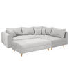 ECKSOFA inkl. Hocker Ariella in Mikrofaser Hellgrau  161/231 cm  - Hellgrau/Naturfarben, Design, Holz/Textil (161/231cm) - Livetastic